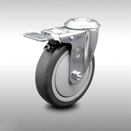 Service Caster 5 Inch SS Thermoplastic Rubber Swivel Bolt Hole Caster with Total Lock Brake SCC SCC-SSBHTTL20S514-TPRB